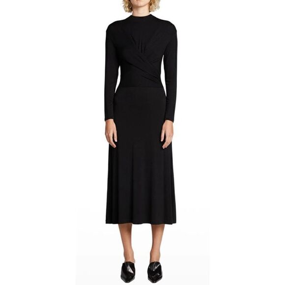 Vince Black Draped Jersey Midi Dress NWT Size Small - Picture 1 of 7